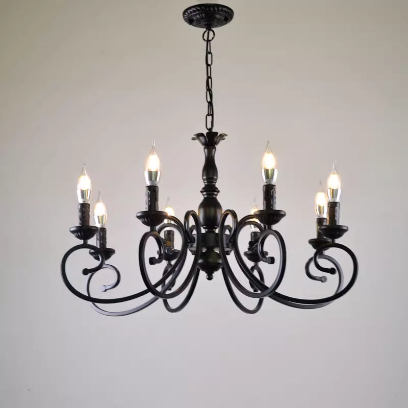 Silva Creative Retro Candle Chandelier Black Metal Bedroom - Neutral Decor