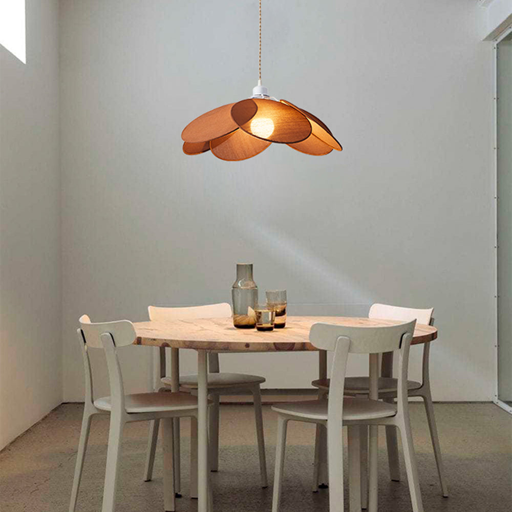 Ritta Minimalist Fabric Flower Pendant Light, Orange/Brown/Beige - Neutral Decor