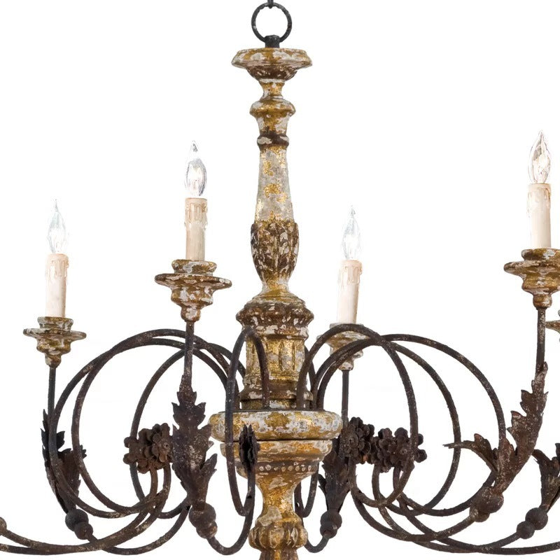 Silva Large Retro Creative Chandelier Brown Wood Metal Living Room - Neutral Decor