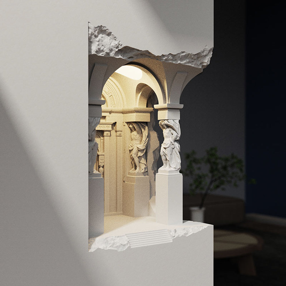 Arisha Art Deco Flush LED Plaster Wall Lamp, White - Neutral Decor