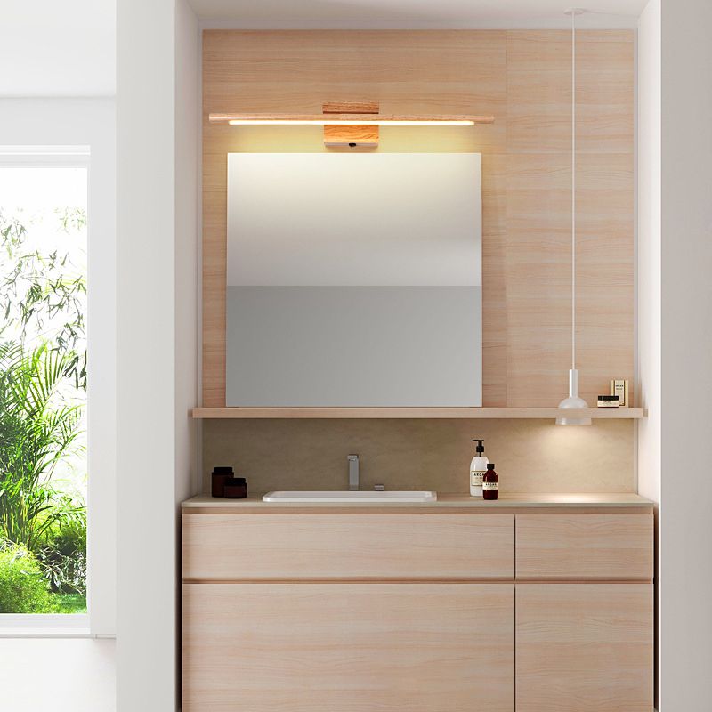 Muto Nature Wood Linear Mirror Front Vanity Wall Lamp - Neutral Decor