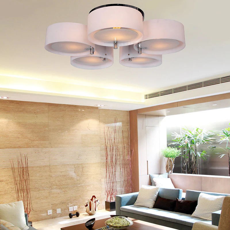 Arisha Flush Mount Ceiling Light Glass White Modern Round Hallway - Neutral Decor