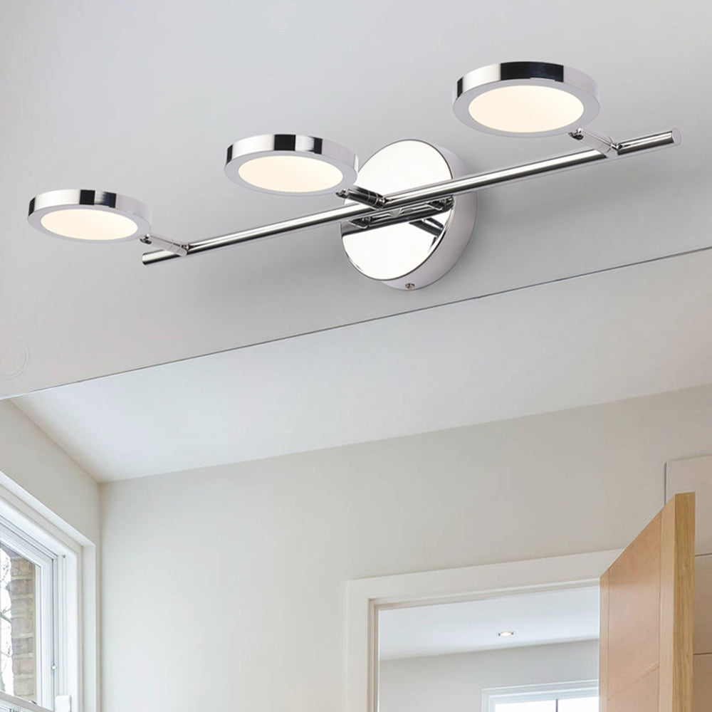 Arisha Modern Arc Wall Lamp, Silver, Metal/Acrylic, Front Mirror Vanity - Neutral Decor