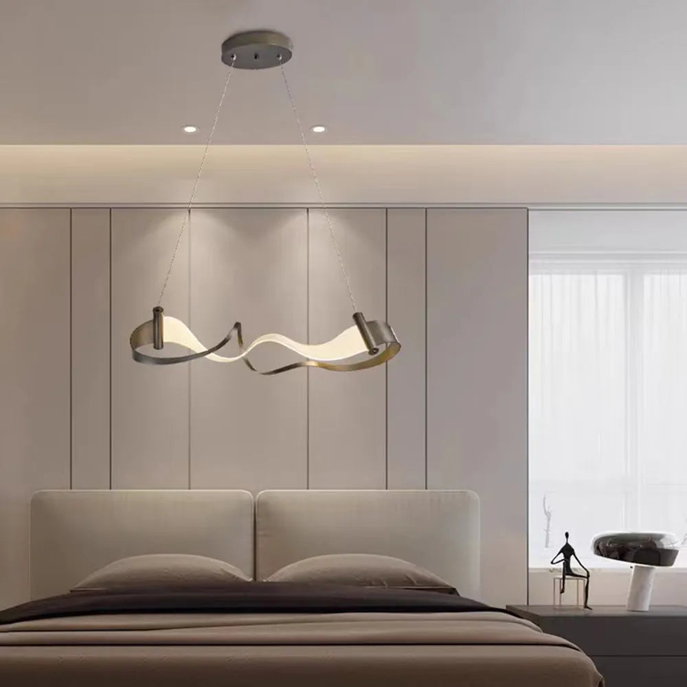Arisha Metal Gold Pendant Light, Wavy Shape - Neutral Decor