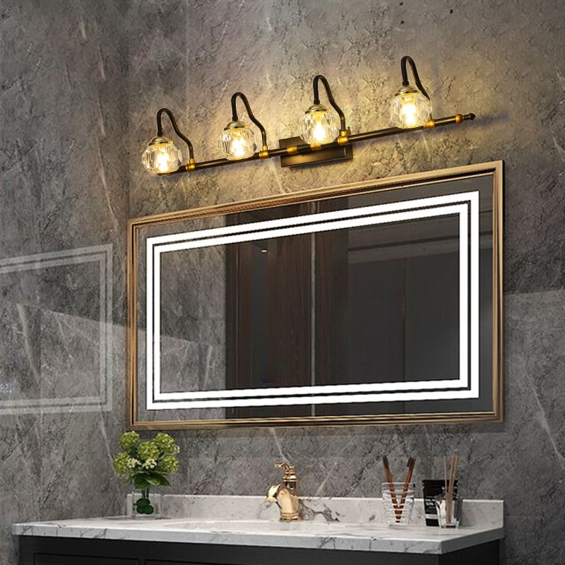 Kristy Vintage Crystal Globe Vanity Wall Lamp, Black, Bathroom - Neutral Decor