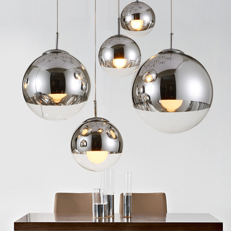 Valentina Industrial Round Metal Glass Pendant Light Living Room - Neutral Decor