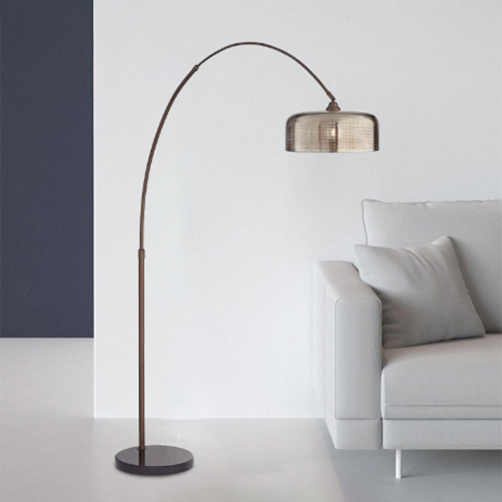 Hailie Retro Brown Curved Floor Lamp, Metal - Neutral Decor