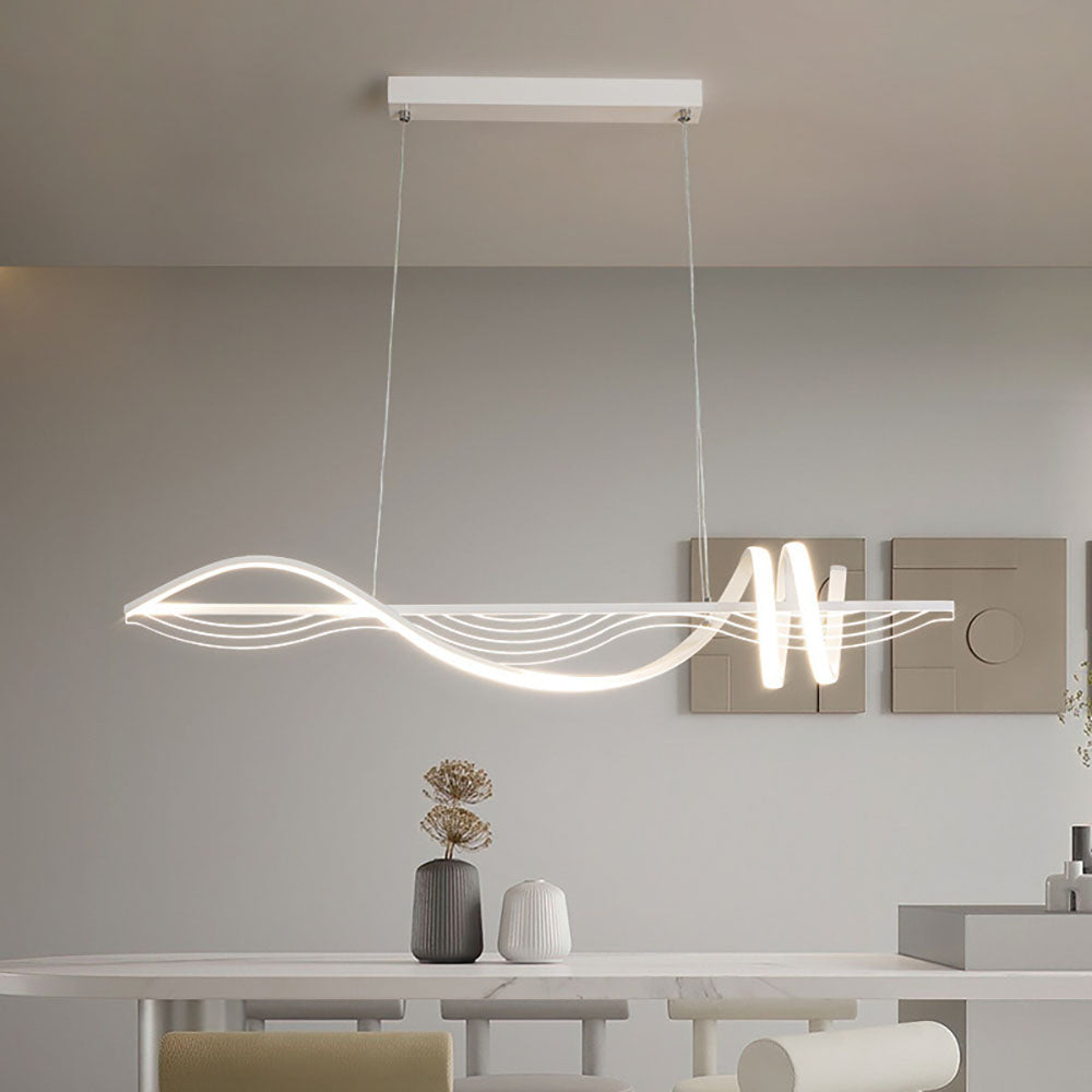 Arisha Contemporary Style Linear Metal Pendant Light White/Black - Neutral Decor