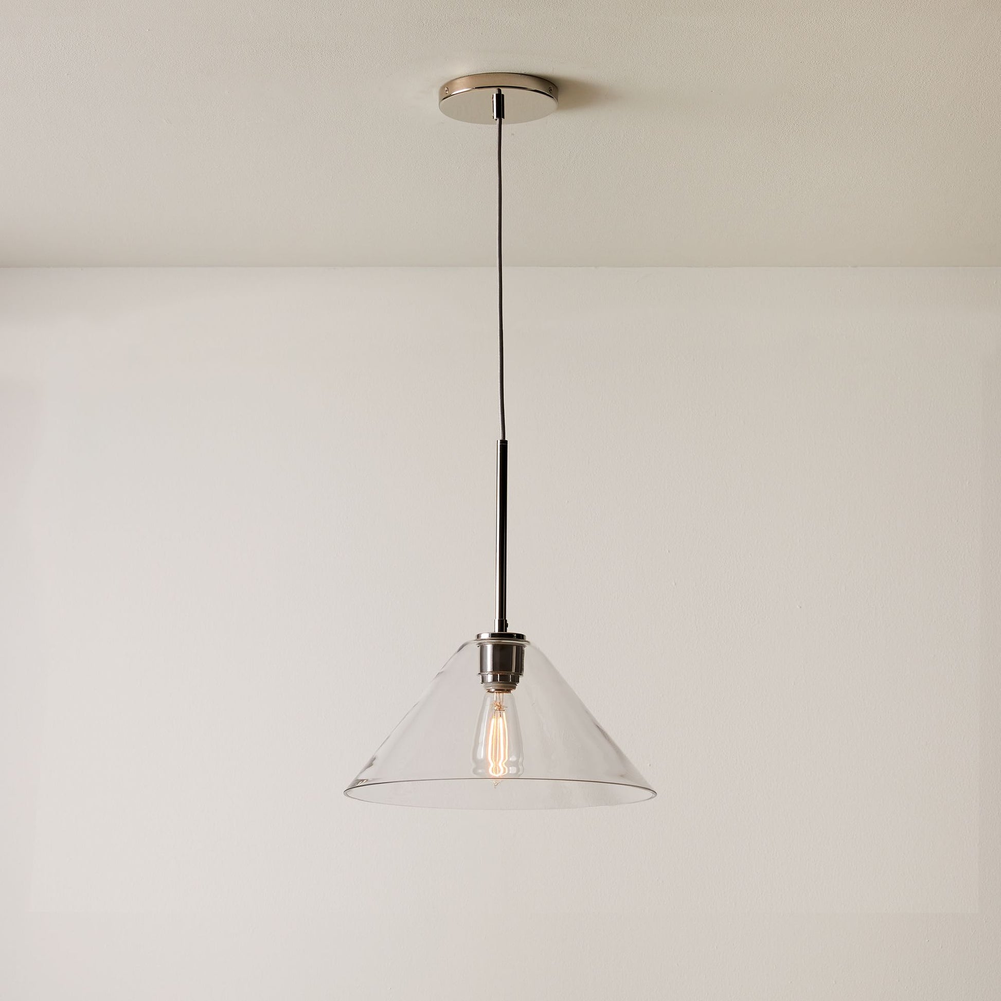 Cone Milk Clear Glass Cone Pendant Light for Kitchen-Neutral Decor