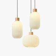 Muto Modern Wood/Glass Pendant Light, White - Neutral Decor