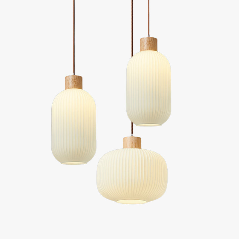 Muto Modern Wood/Glass Pendant Light, White - Neutral Decor
