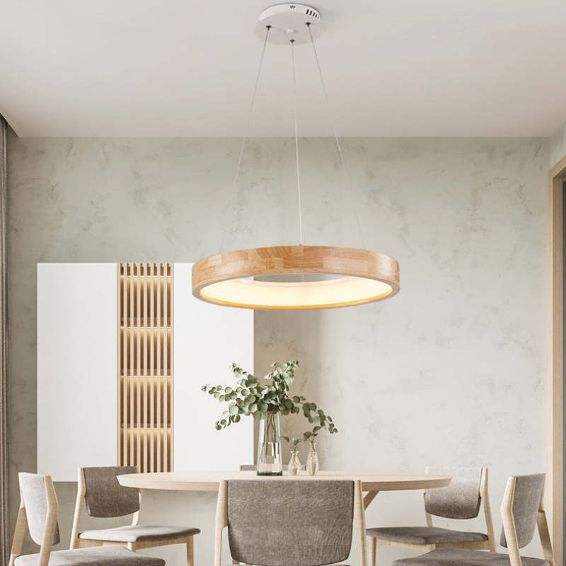 Muto Modern Ring Wood Pendant Light - Neutral Decor