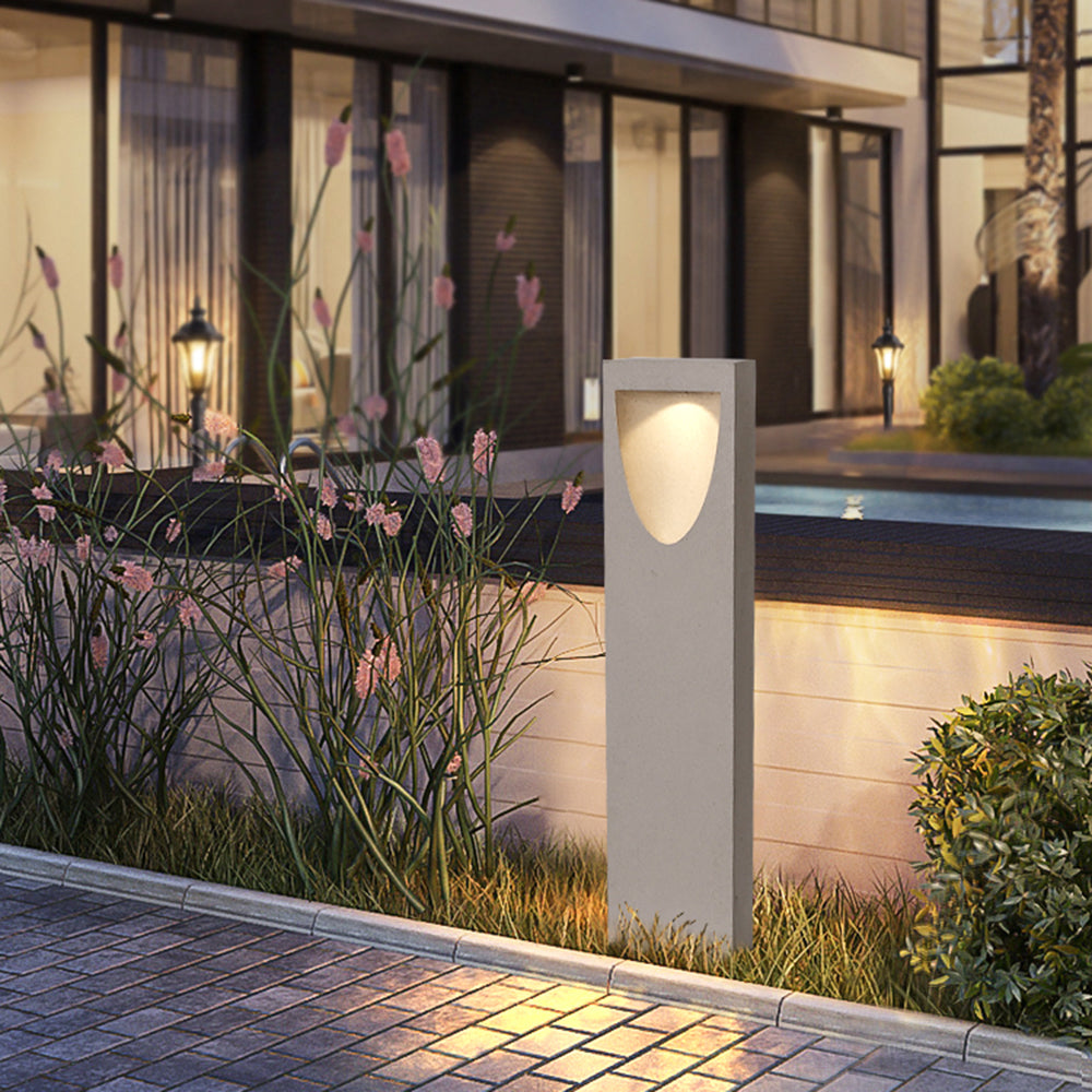 Ray Modern Stone Reflection Outdoor Path Light, Gray - Neutral Decor