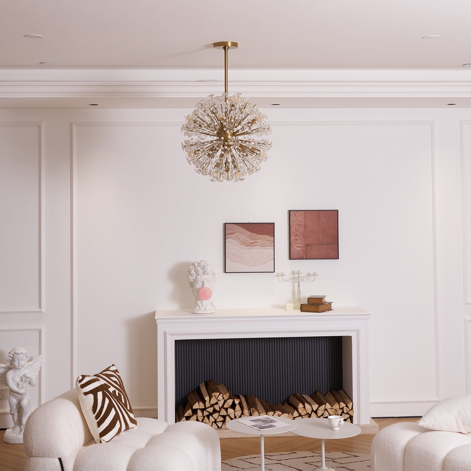 Zene Chandelier Dickinson Gold Crystal Starburst-Neutral Decor