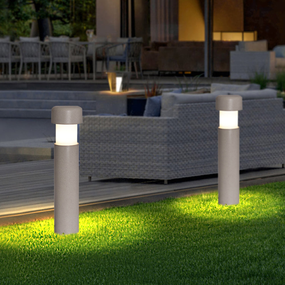 Ray Modern Metal Cylindrical Outdoor Path Light, Grey - Neutral Decor