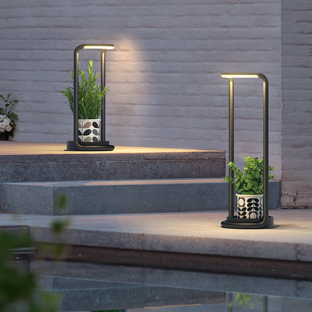 Ray Minimalist Rectangular Solar LED Outdoor Floor Lamp, Black - Neutral Decor