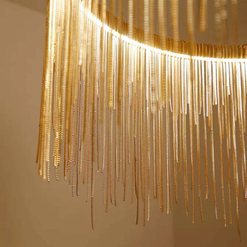 Arisha Tassel Chain Art Deco Pendant Light Silver/Gold Living Room/Hall - Neutral Decor
