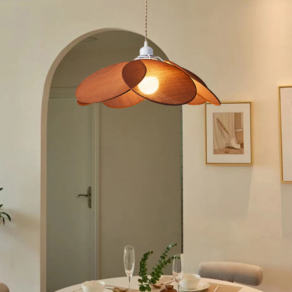 Ritta Minimalist Fabric Flower Pendant Light, Orange/Brown/Beige - Neutral Decor