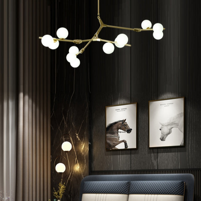 Valentina Modern LED chandelier Gold/Black Glass Living Room/Bedroom - Neutral Decor