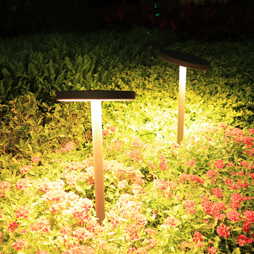 Pena Modern Metal Disc Solar Outdoor Bollard Light, Black - Neutral Decor