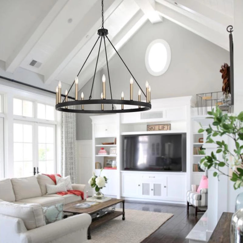 Silva Modern Industrial LED Chandelier Black Metal Living Room - Neutral Decor