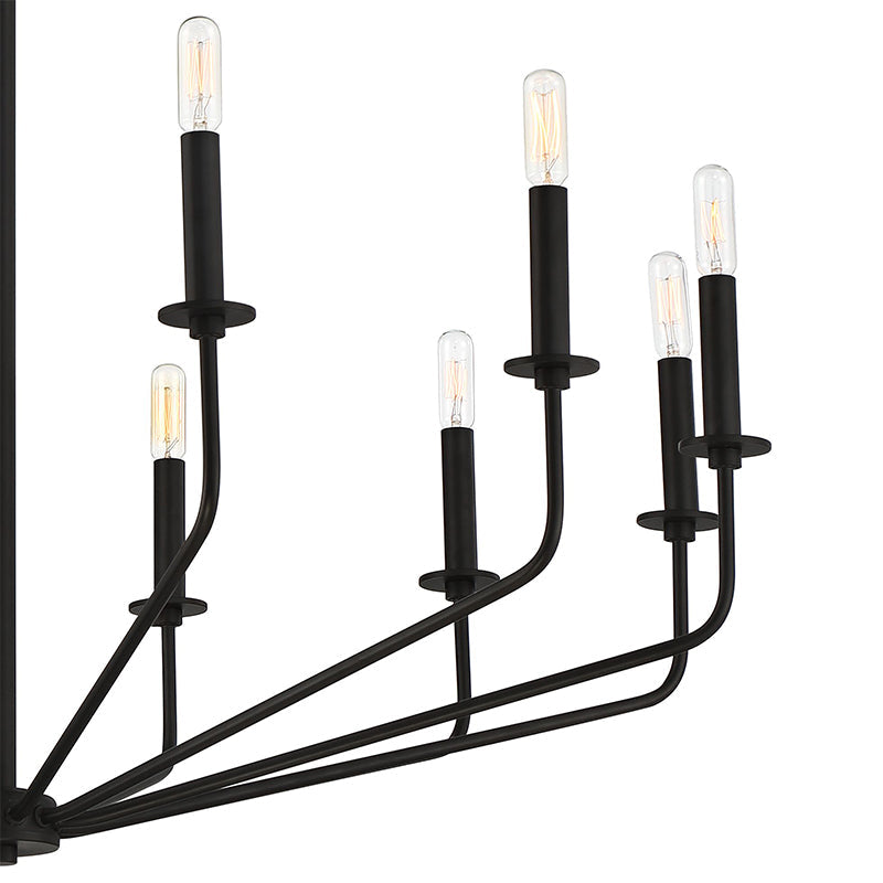Silva Modern Industrial LED Chandelier Black Metal Living Room - Neutral Decor