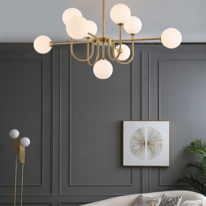 Valentina Modern LED Chandelier Gold Glass Living/Dining Room/Bedroom - Neutral Decor