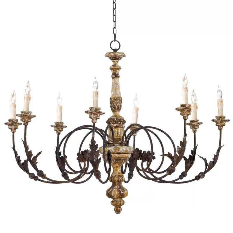 Silva Large Retro Creative Chandelier Brown Wood Metal Living Room - Neutral Decor