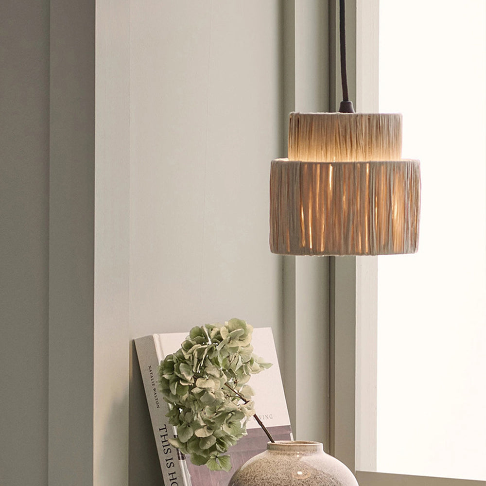 Muto Rustic Boho Rattan Pendant Light, 3 Style - Neutral Decor