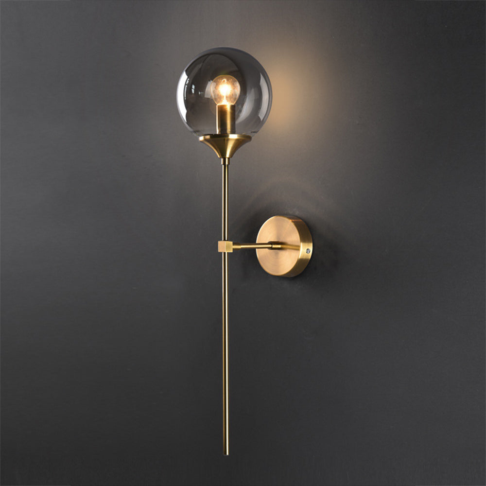 Valentina Modern Globe Metal/Glass Wall Lamp, Gray/Amber/Clear/White - Neutral Decor
