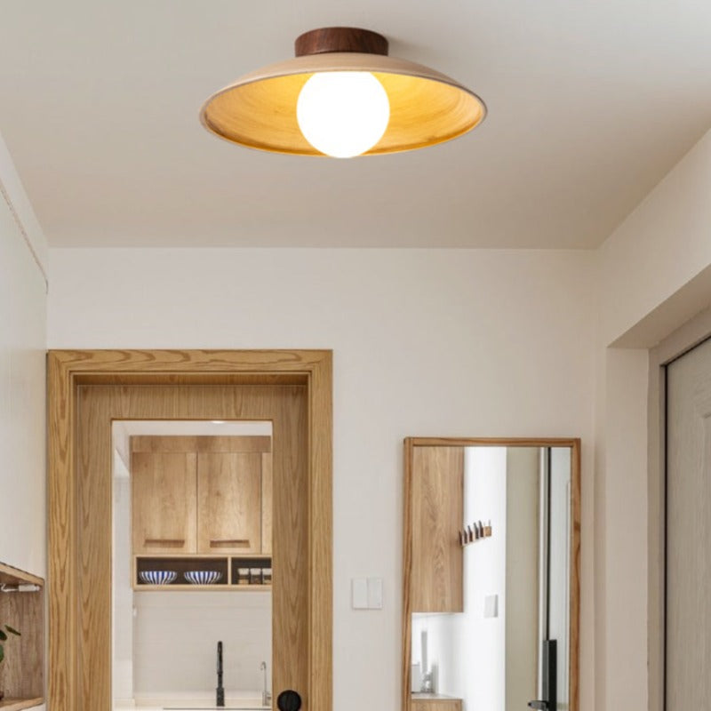 Muto Vintage Flush Mount Ceiling Light Wood/Metal/Glass Bar/Hotel - Neutral Decor