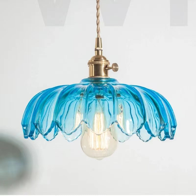 Valentina Retro LED Pendant Light Colourful Glass/Metal Flower Dining Room - Neutral Decor