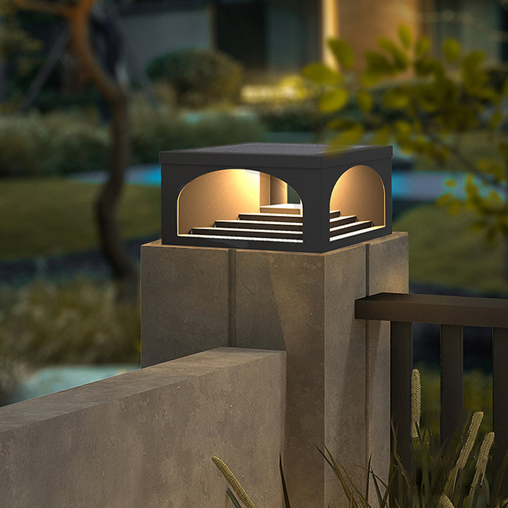 Ray Modern Stair Metal Solar Outdoor Pier-Mount Pillar Light - Neutral Decor