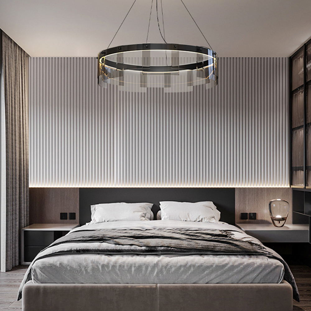Arisha Modern Ring Metal Pendant Light, Black - Neutral Decor