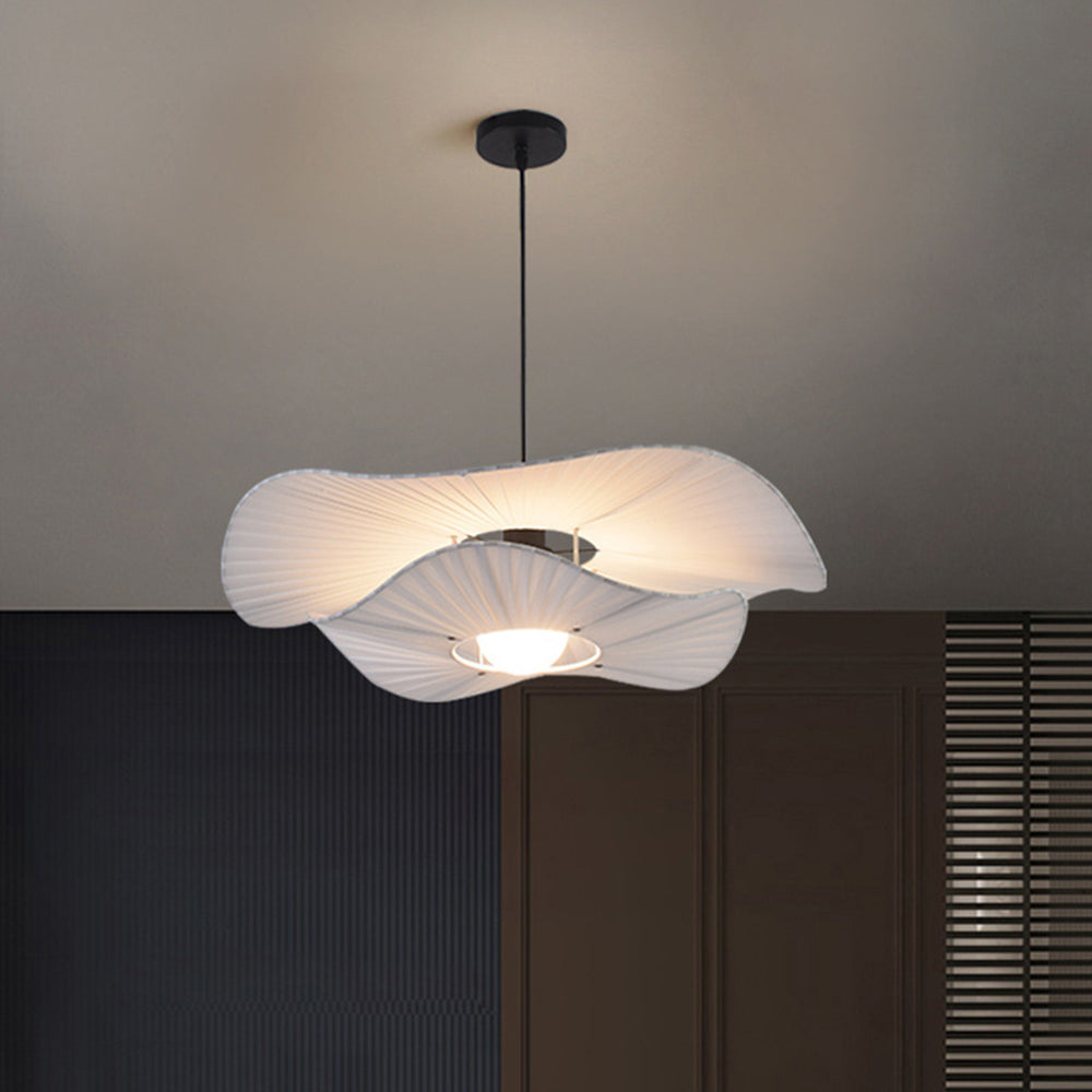 Ritta Modern Nordic Cloth/Metal Shell Pendant Light, White - Neutral Decor