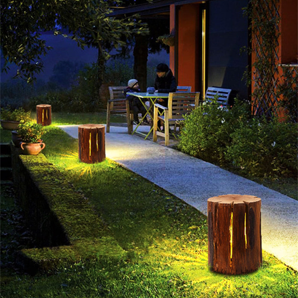Ray Natural Column Wood Outdoor Floor Lamp Table - Neutral Decor