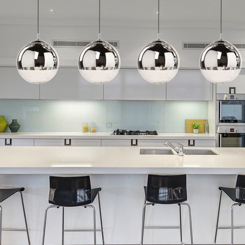 Valentina Industrial Round Metal Glass Pendant Light Living Room - Neutral Decor