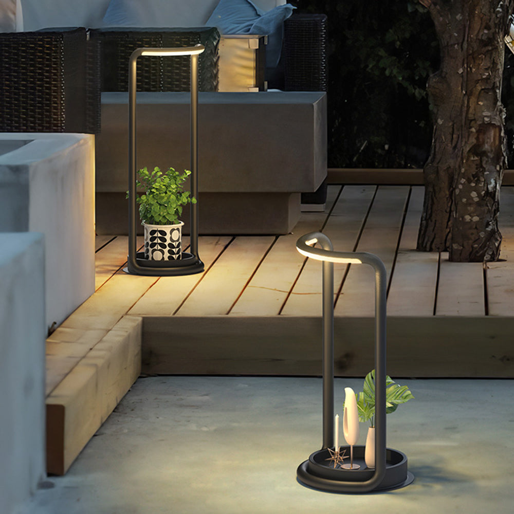 Ray Minimalist Rectangular Solar LED Outdoor Floor Lamp, Black - Neutral Decor