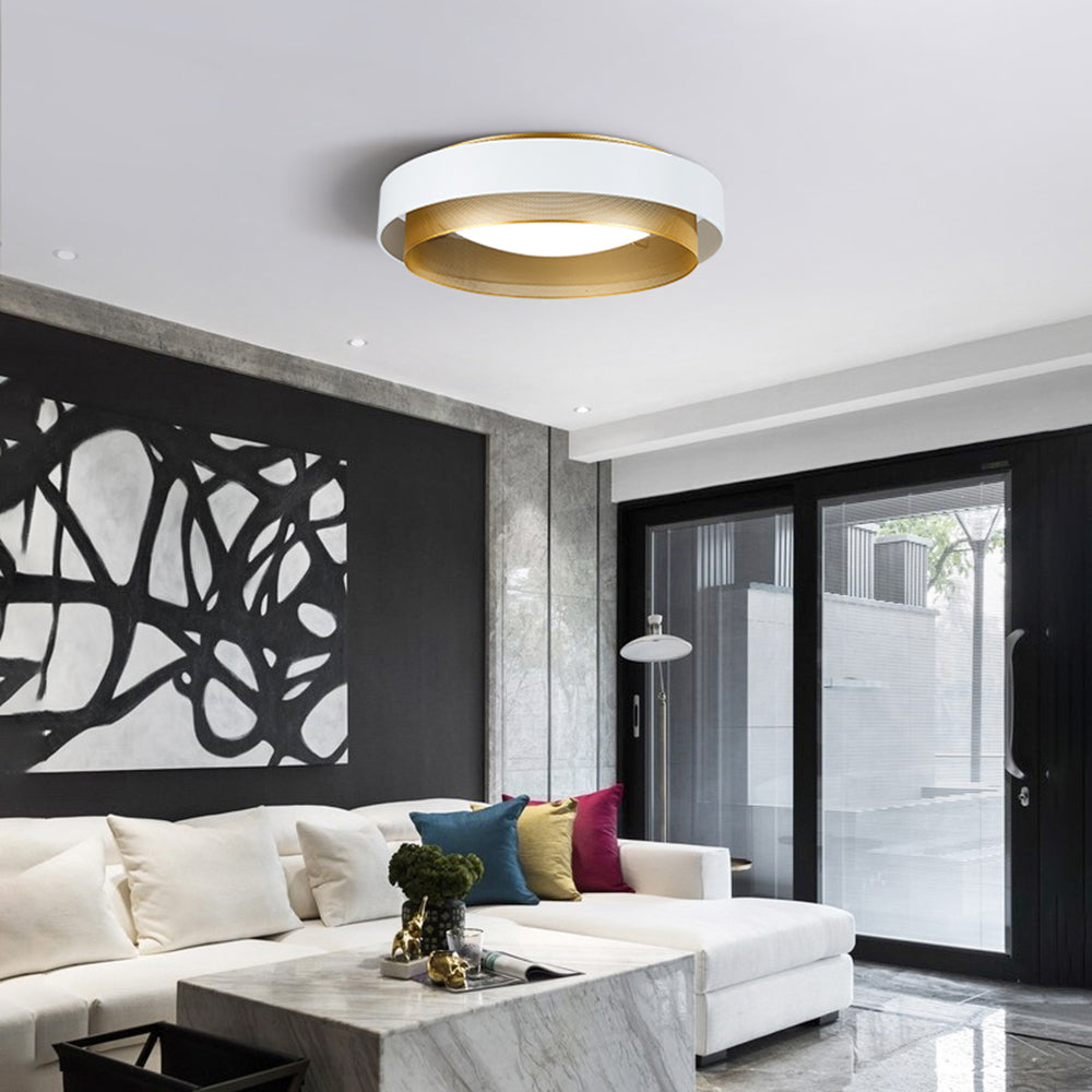 Arisha Modern Ring Metal/Acrylic Flush Mount Ceiling Light, White/Black - Neutral Decor