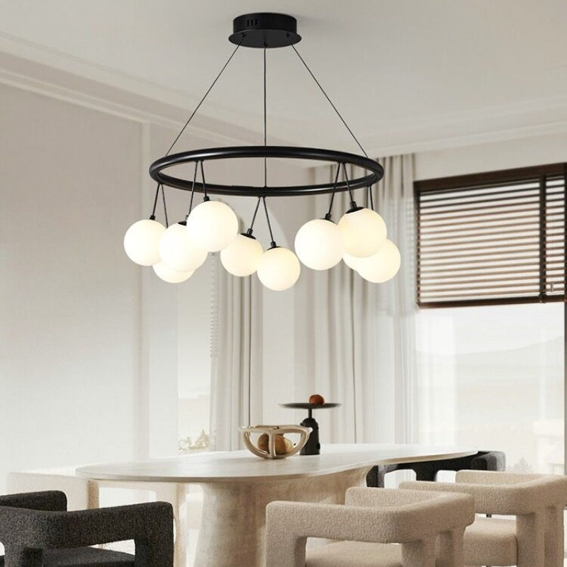 Valentina Nordic LED Chandelier Black Metal/Glass Dining/Living Room/Bedroom - Neutral Decor