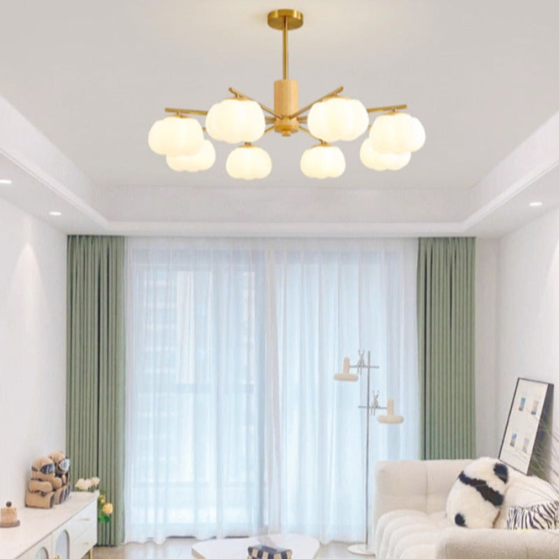 Arisha Creative LED Metal Wood Chandelier Living Room - Neutral Decor