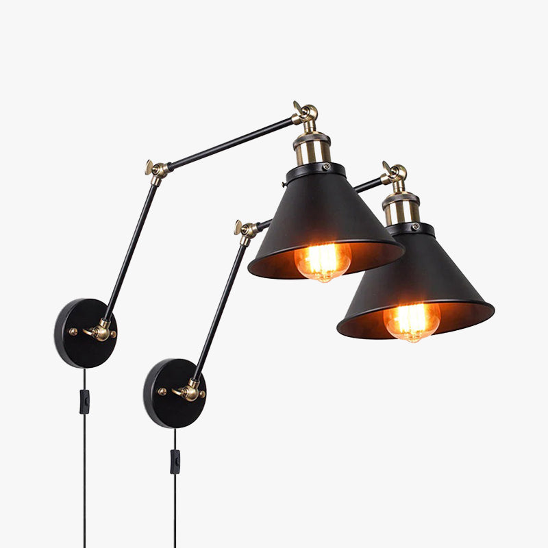 Epoch Retro Wall Lamp with Swing Arm, Metal, Black & Gold - Neutral Decor
