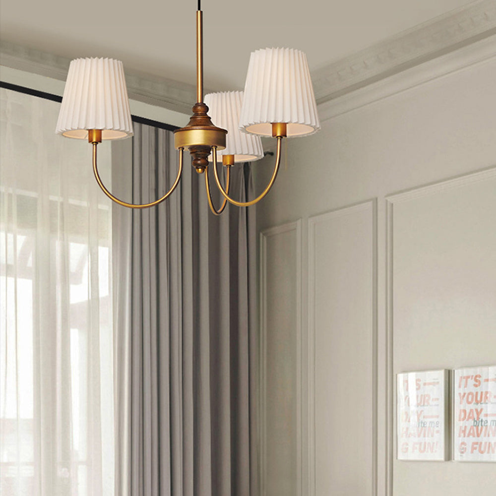 Silva Modern Retro Fabric Chandelier, White/Green - Neutral Decor