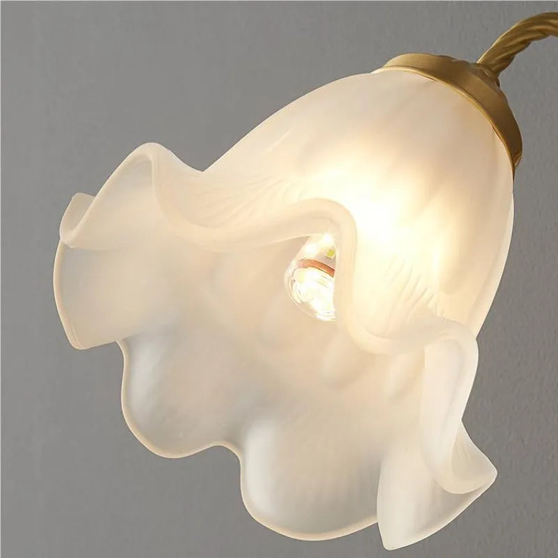 Arisha Retro LED Indoor Wall Lamp Gold Glass Flower-shaped Design Bedroom - Neutral Decor