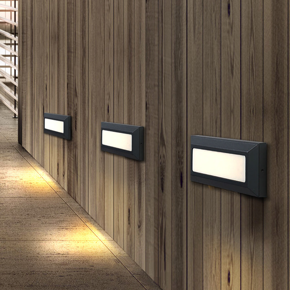 Ray Modern Metal Rectangular Outdoor Deck/Step Light, Black - Neutral Decor