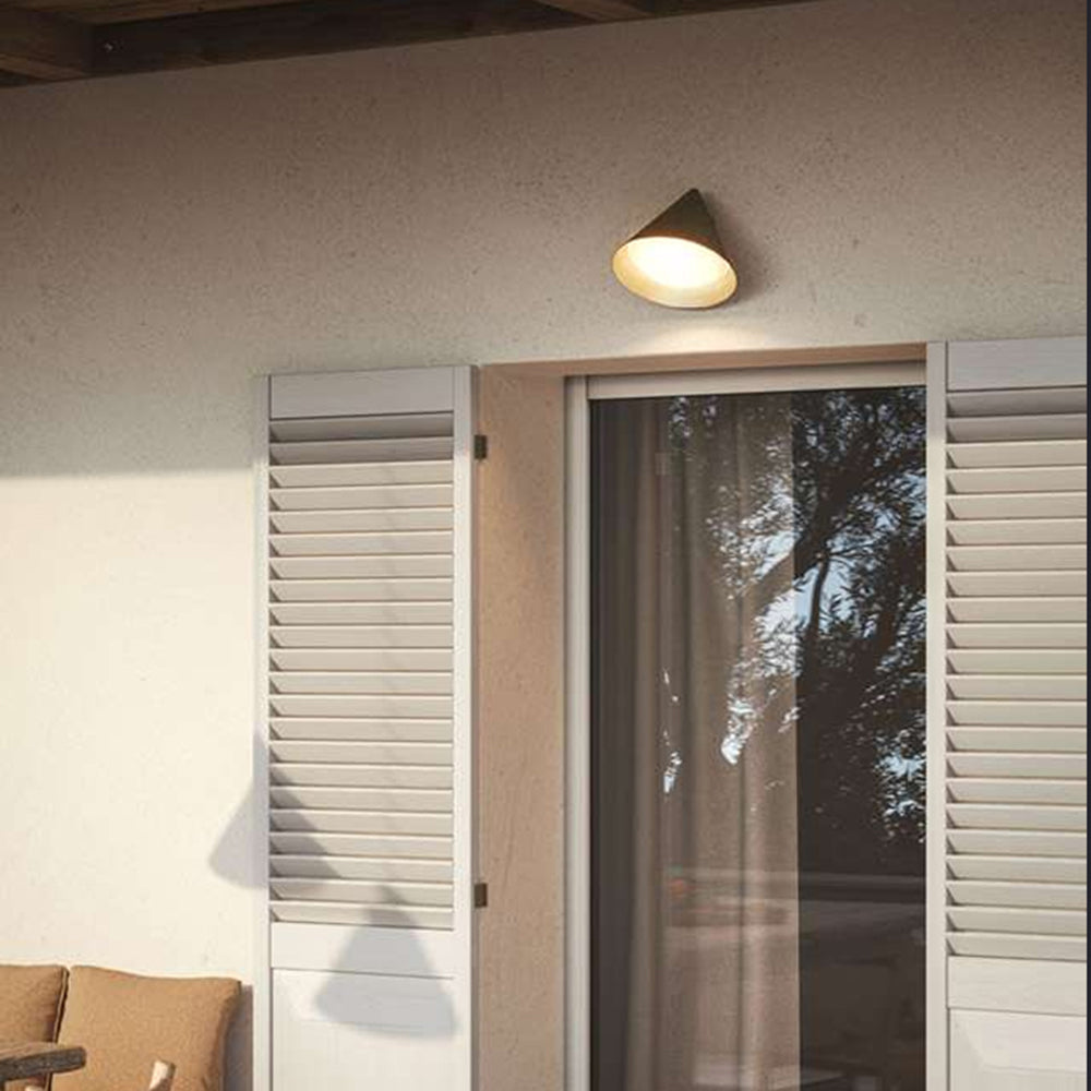 Ray Modern Minimalist Cone Metal Outdoor Waterproof Wall Lamp，Black/Gold - Neutral Decor