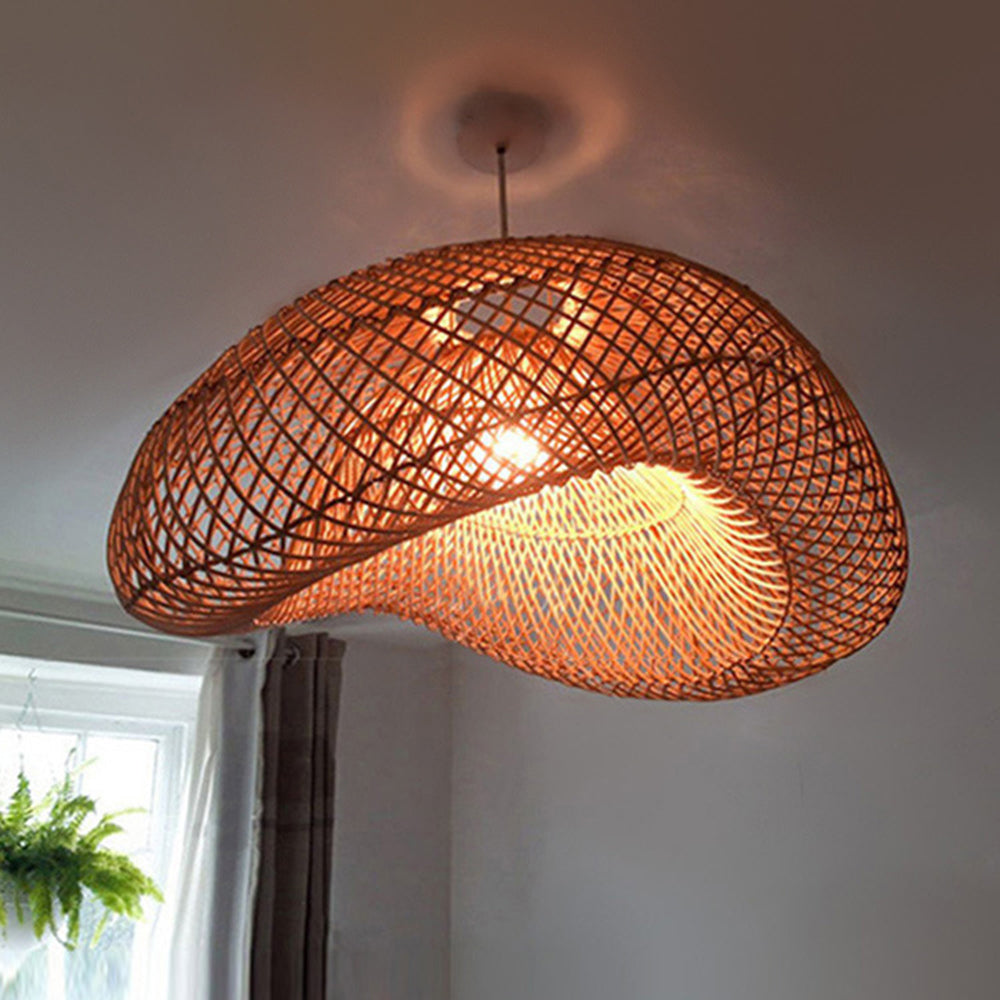 Juno Rustic Rattan Pendant Light Living Room - Neutral Decor
