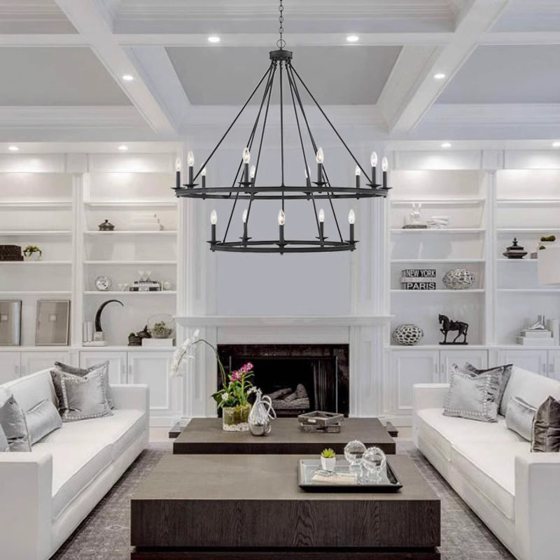 Silva Modern Candles Chandelier Black Metal Living Room/Bedroom - Neutral Decor