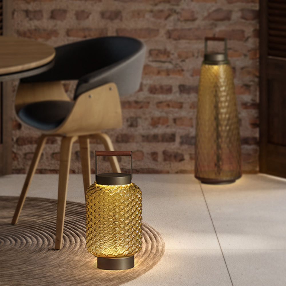 Ray Vintage Lantern Metal/Glass Outdoor Floor Lamp - Neutral Decor