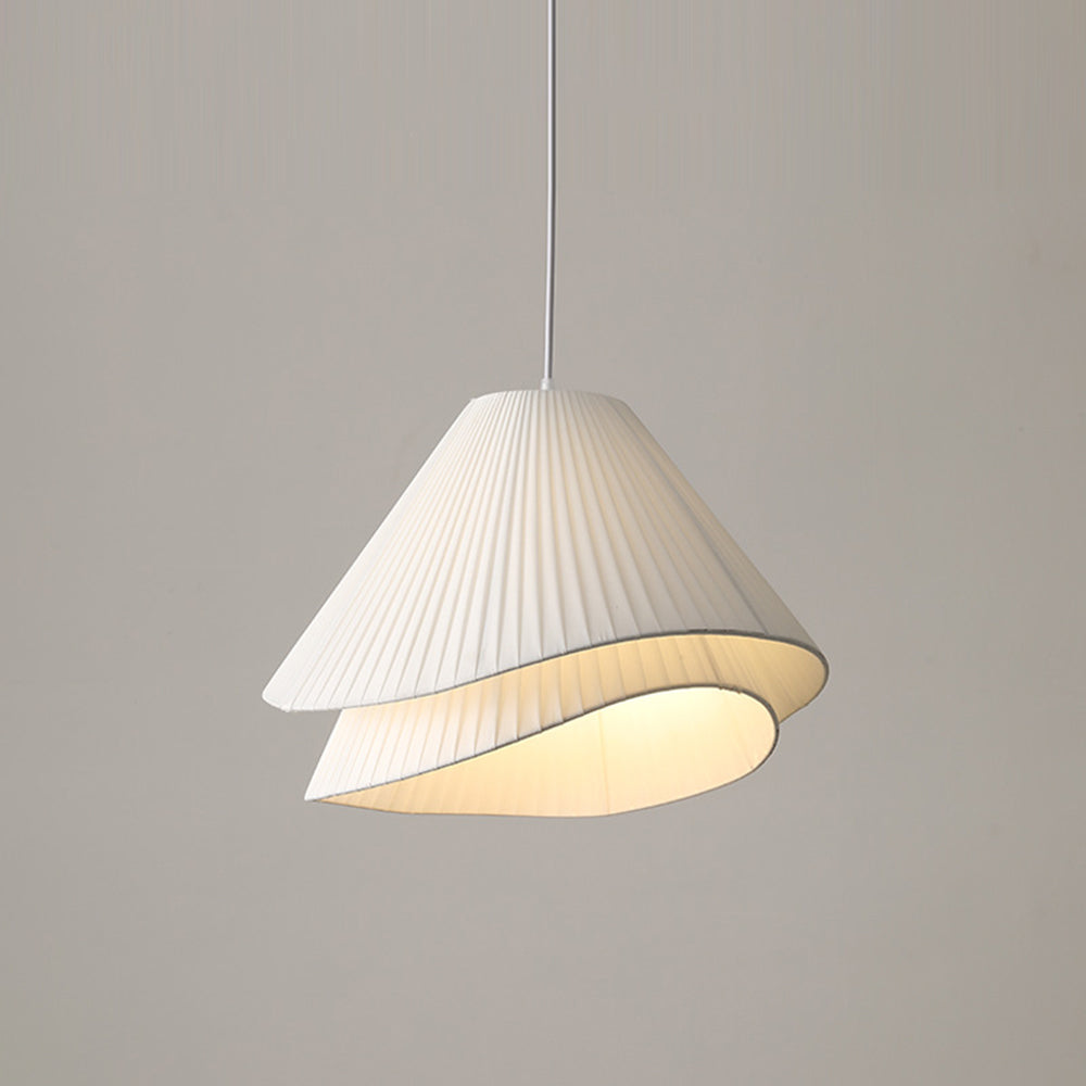Ritta Minimalist Double Overlap Fabric LED Pendant Light, White - Neutral Decor